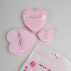 Set de borlas corazón para maquillaje X3 ROSA